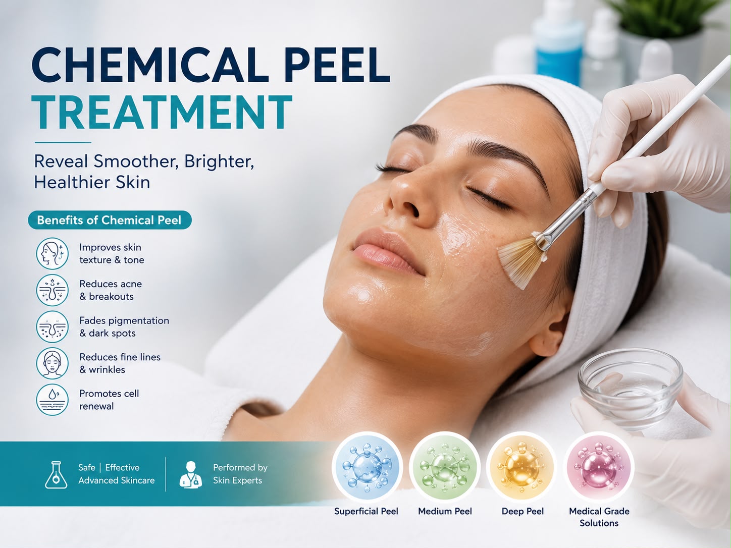 Chemical Peel Treatment at Dr. Pankti's REVIVE Clinic in Borivali, Mumbai for acne, pigmentation, uneven skin tone, fine lines, and skin rejuvenation.