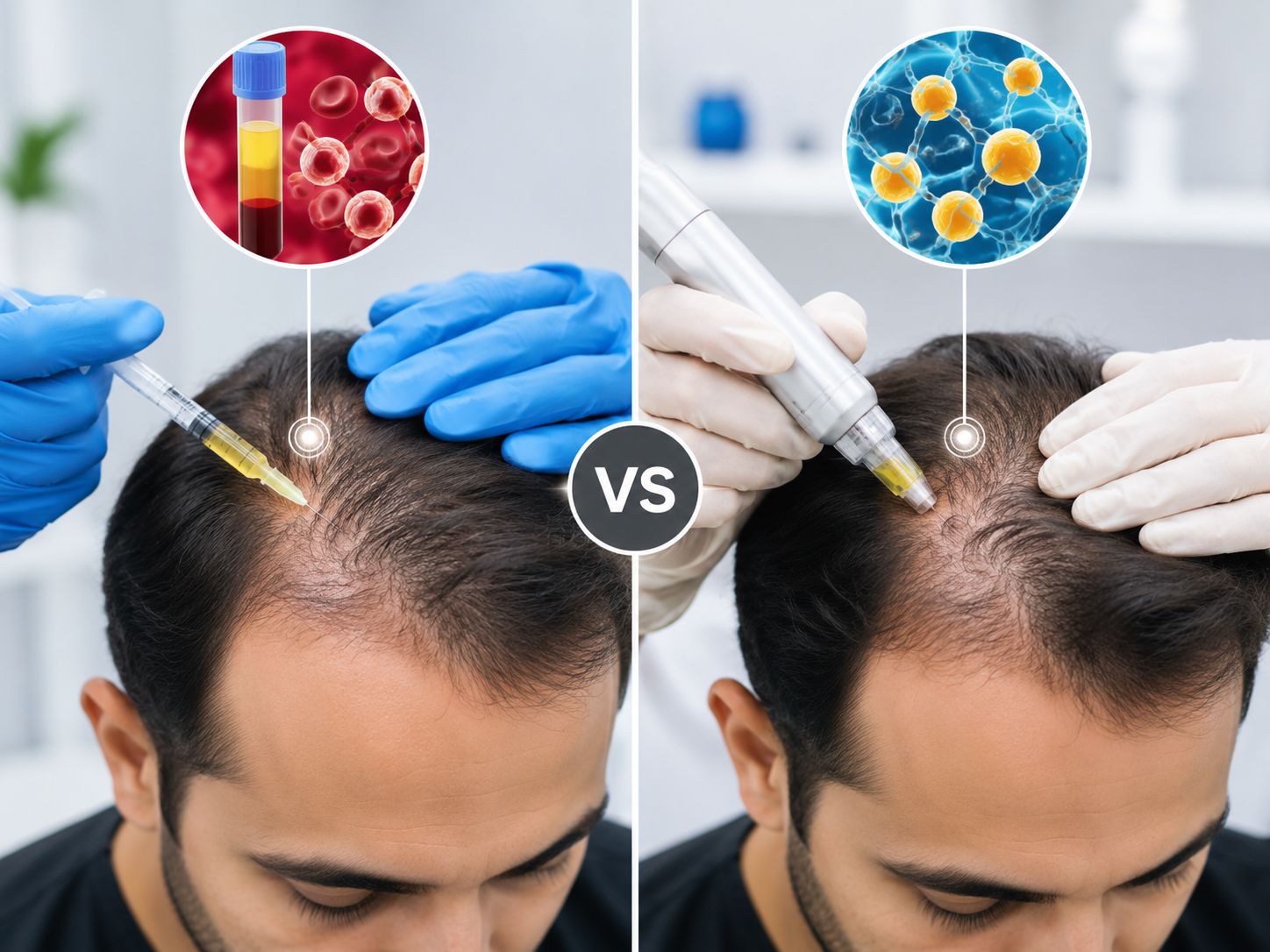 PRP vs GFC Hair Treatment in Borivali, Mumbai comparing advanced non-surgical hair regrowth treatments for hair loss.