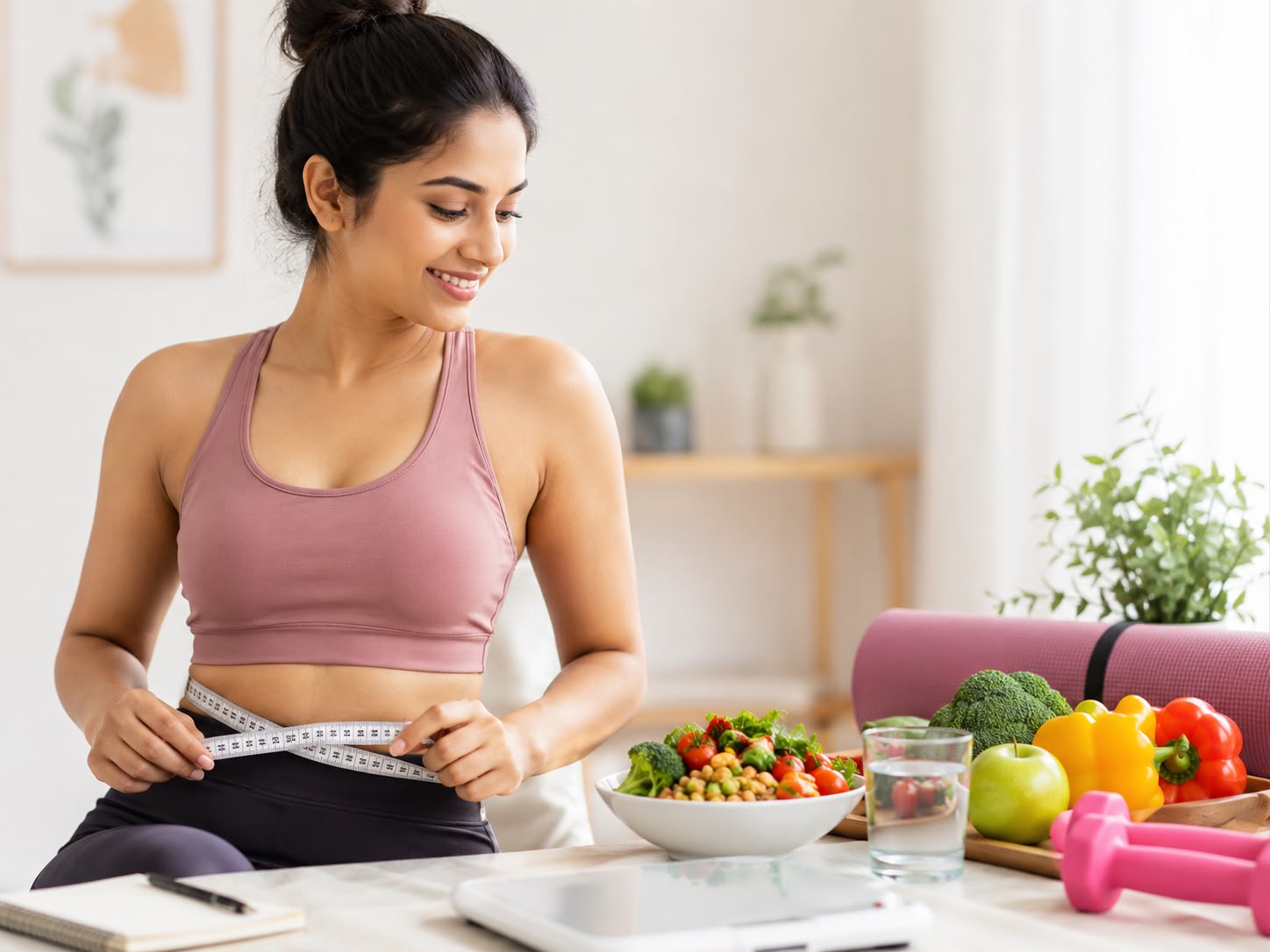 Woman following a healthy lifestyle for PCOS weight loss and weight management