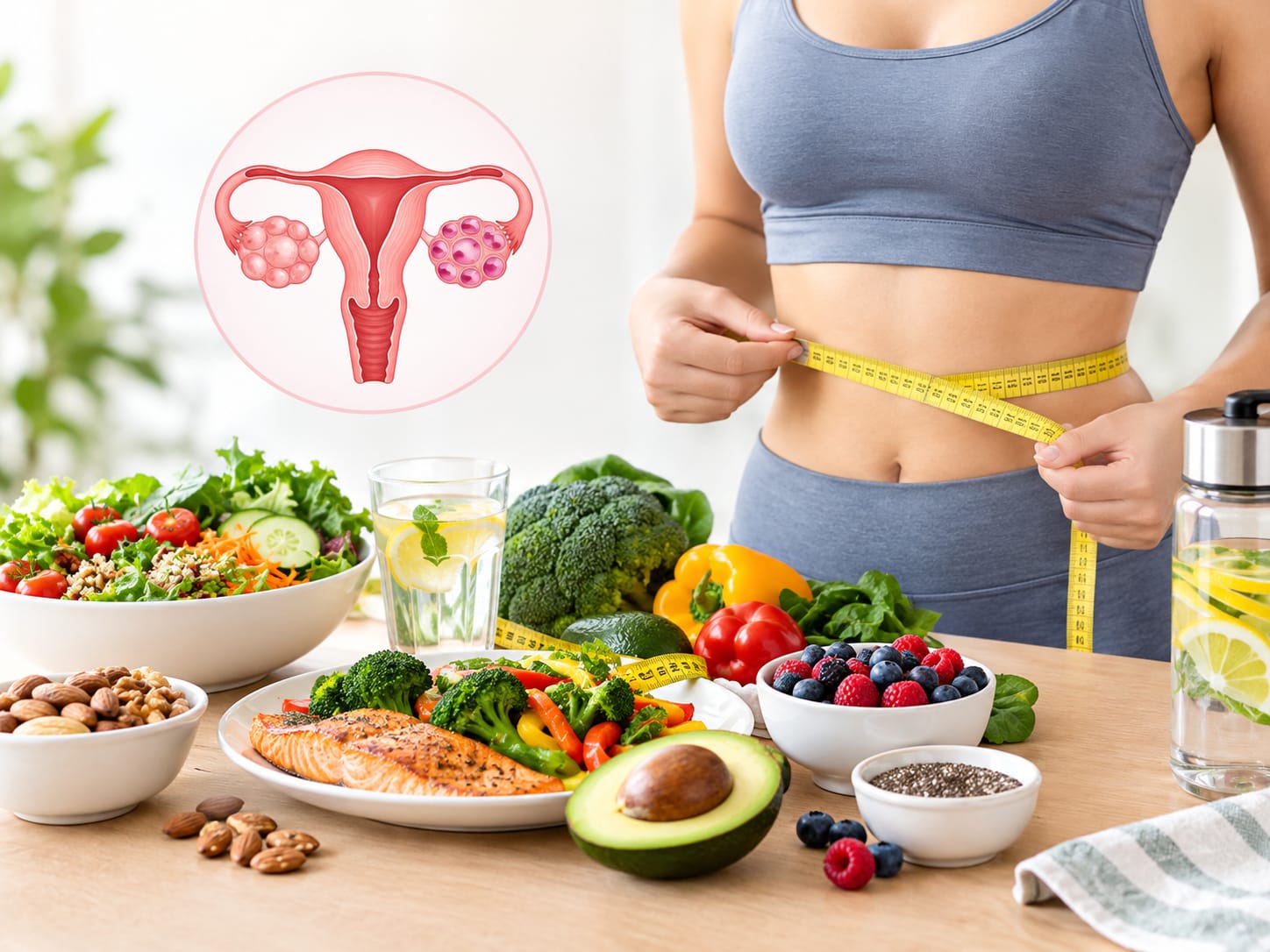 Healthy foods and waist measurement for PCOS weight loss diet